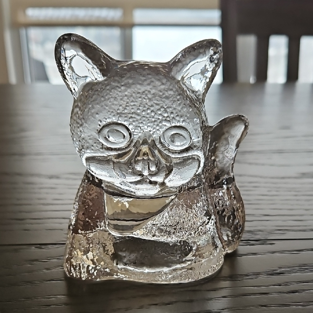Vintage Clear Glass Cat Figurine - PartyLite